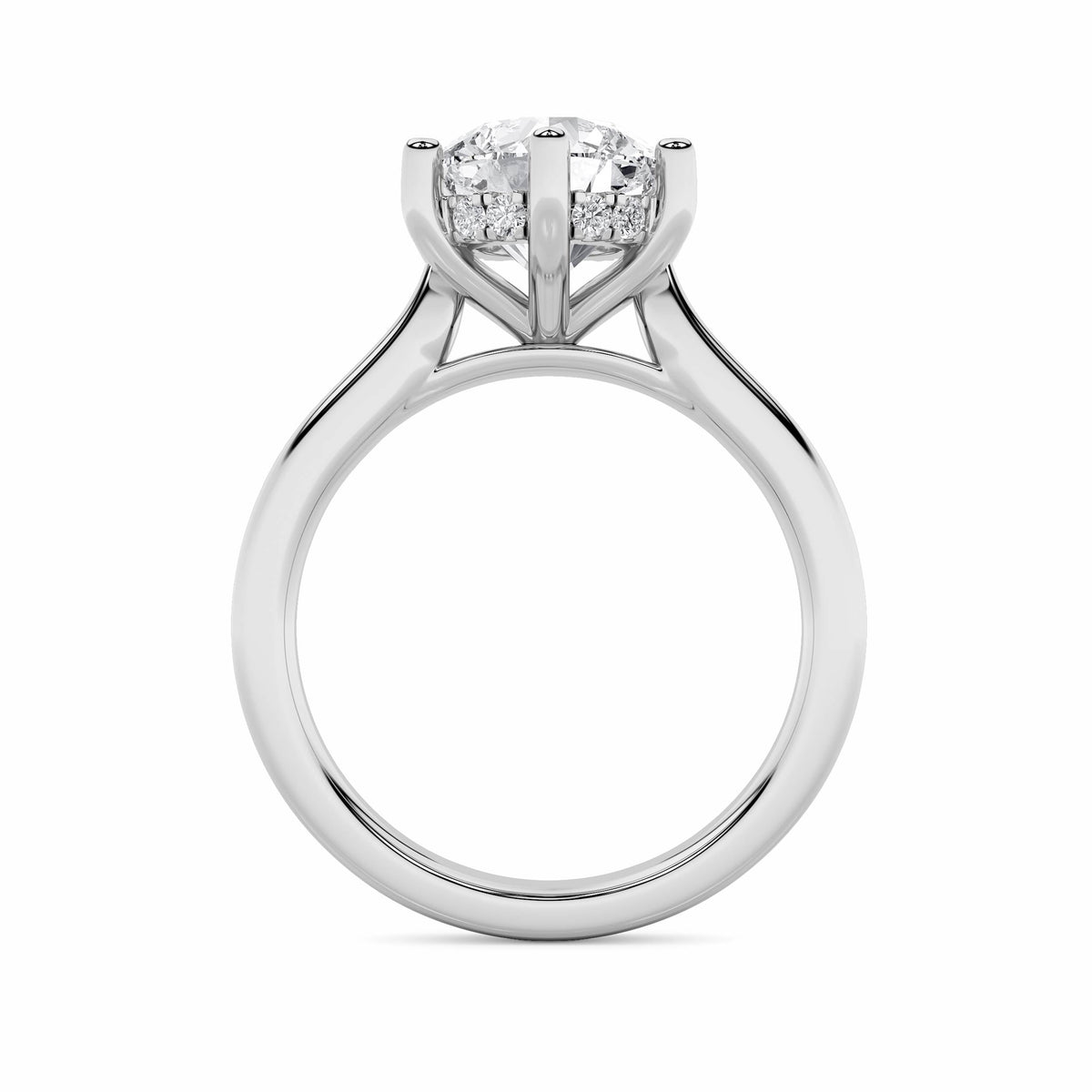 2CTW Round Lab-Grown Diamond Prong Hidden Halo Cathedral Shank Engagement Ring 13 Stones 2.9mm Width