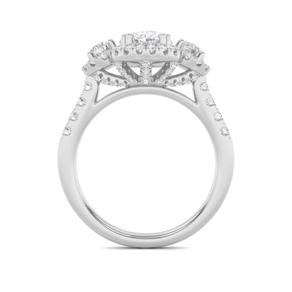 3CTW Oval Lab-Grown Diamond Prong Three Stone Accented Ring 89 Stones