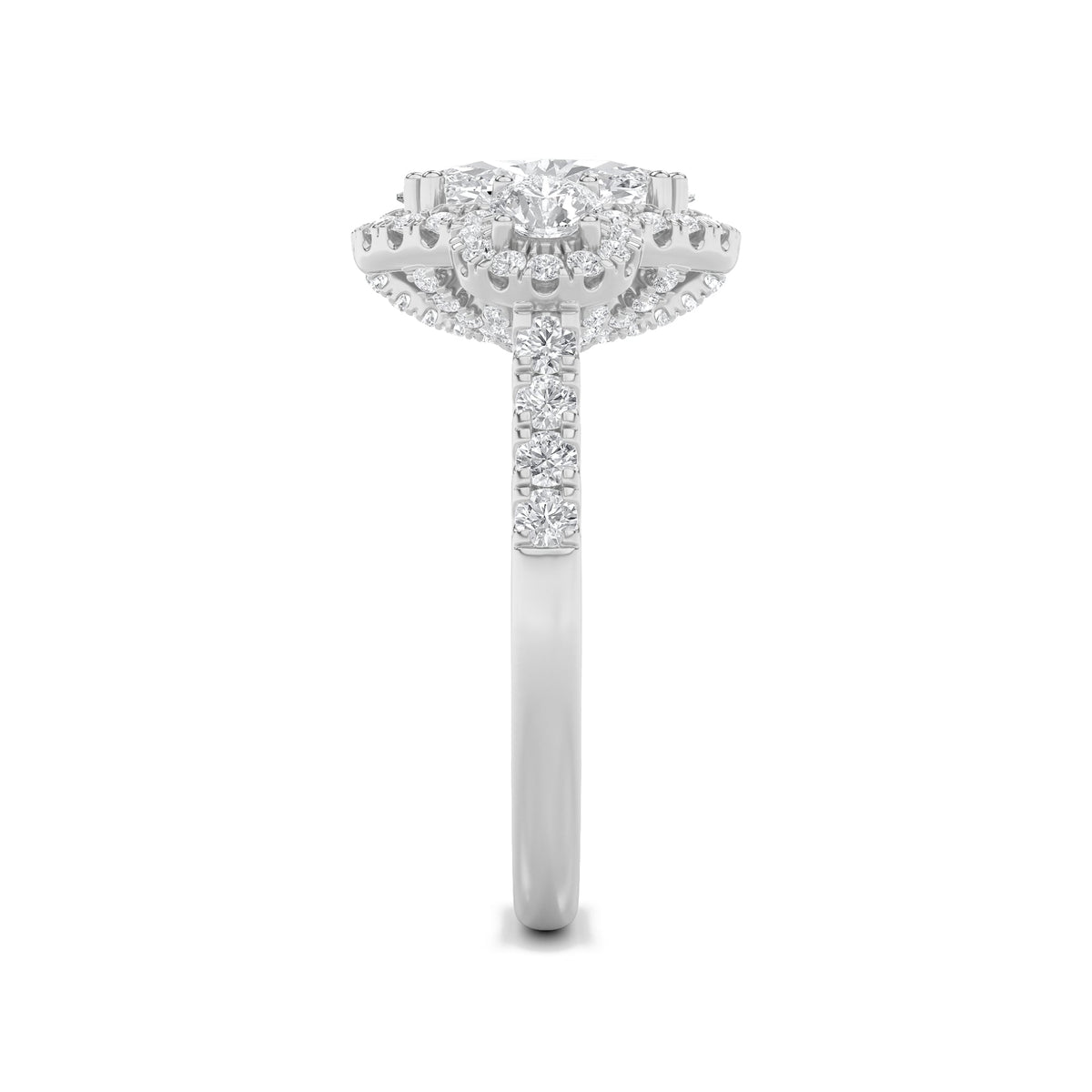 3CTW Oval Lab-Grown Diamond Prong Three Stone Accented Ring 89 Stones