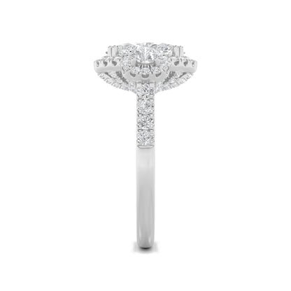 3CTW Oval Lab-Grown Diamond Prong Three Stone Accented Ring 89 Stones