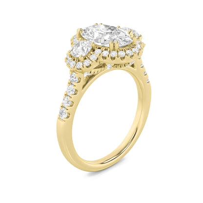 3CTW Oval Lab-Grown Diamond Prong Three Stone Accented Ring 89 Stones