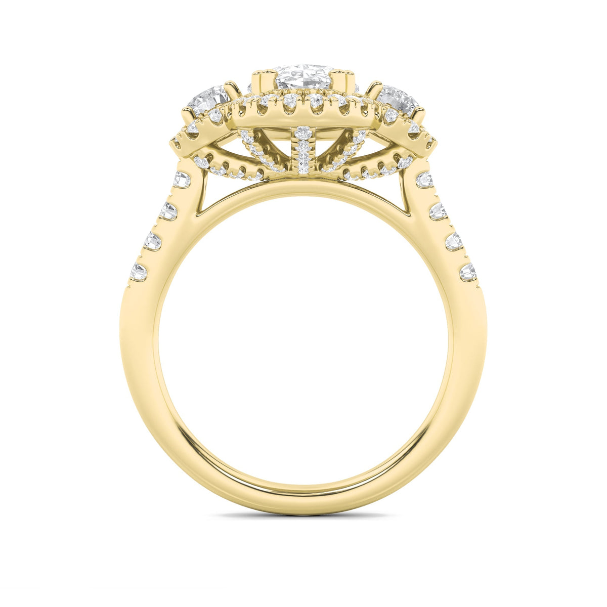 3CTW Oval Lab-Grown Diamond Prong Three Stone Accented Ring 89 Stones