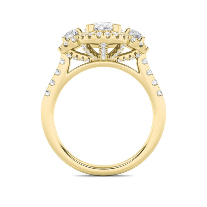 3CTW Oval Lab-Grown Diamond Prong Three Stone Accented Ring 89 Stones