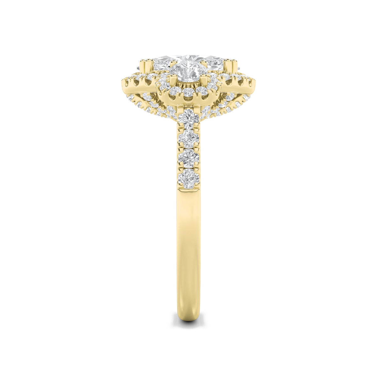 3CTW Oval Lab-Grown Diamond Prong Three Stone Accented Ring 89 Stones