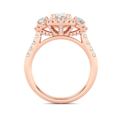 3CTW Oval Lab-Grown Diamond Prong Three Stone Accented Ring 89 Stones