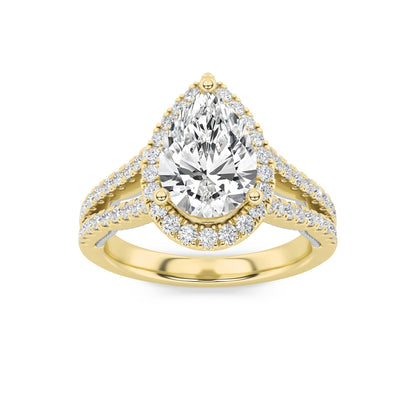 2CTW Pear Lab-Grown Diamond Prong Split Shank Accented Ring 73 Stones