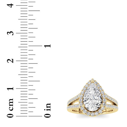 2CTW Pear Lab-Grown Diamond Prong Split Shank Accented Ring 73 Stones