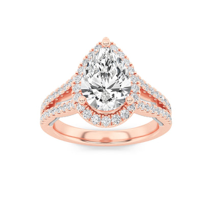2CTW Pear Lab-Grown Diamond Prong Split Shank Accented Ring 73 Stones