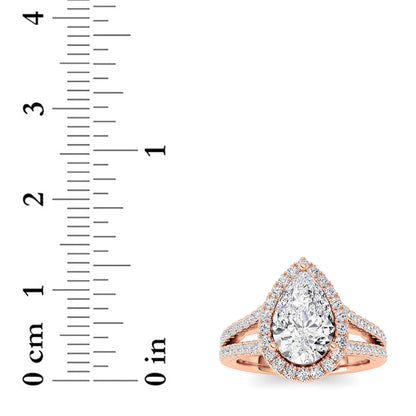 2CTW Pear Lab-Grown Diamond Prong Split Shank Accented Ring 73 Stones
