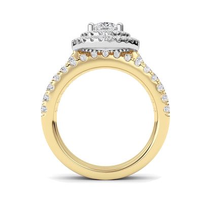 2CTW Pear Lab-Grown Diamond Prong Double Halo Bridal Set Engagement Ring Set 84 Stones
