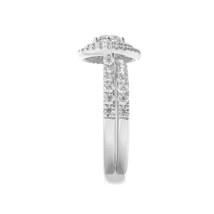 2CTW Round Lab-Grown Diamond Prong Double Halo Bridal Set Engagement Ring Set 78 Stones