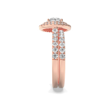 2CTW Round Lab-Grown Diamond Prong Double Halo Bridal Set Engagement Ring Set 78 Stones