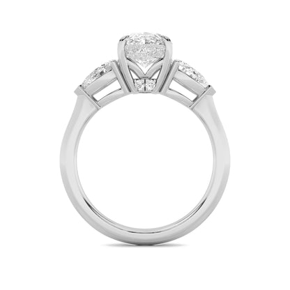 3CTW Oval Lab-Grown Diamond Prong Three Stone Hidden Halo Ring 25 Stones