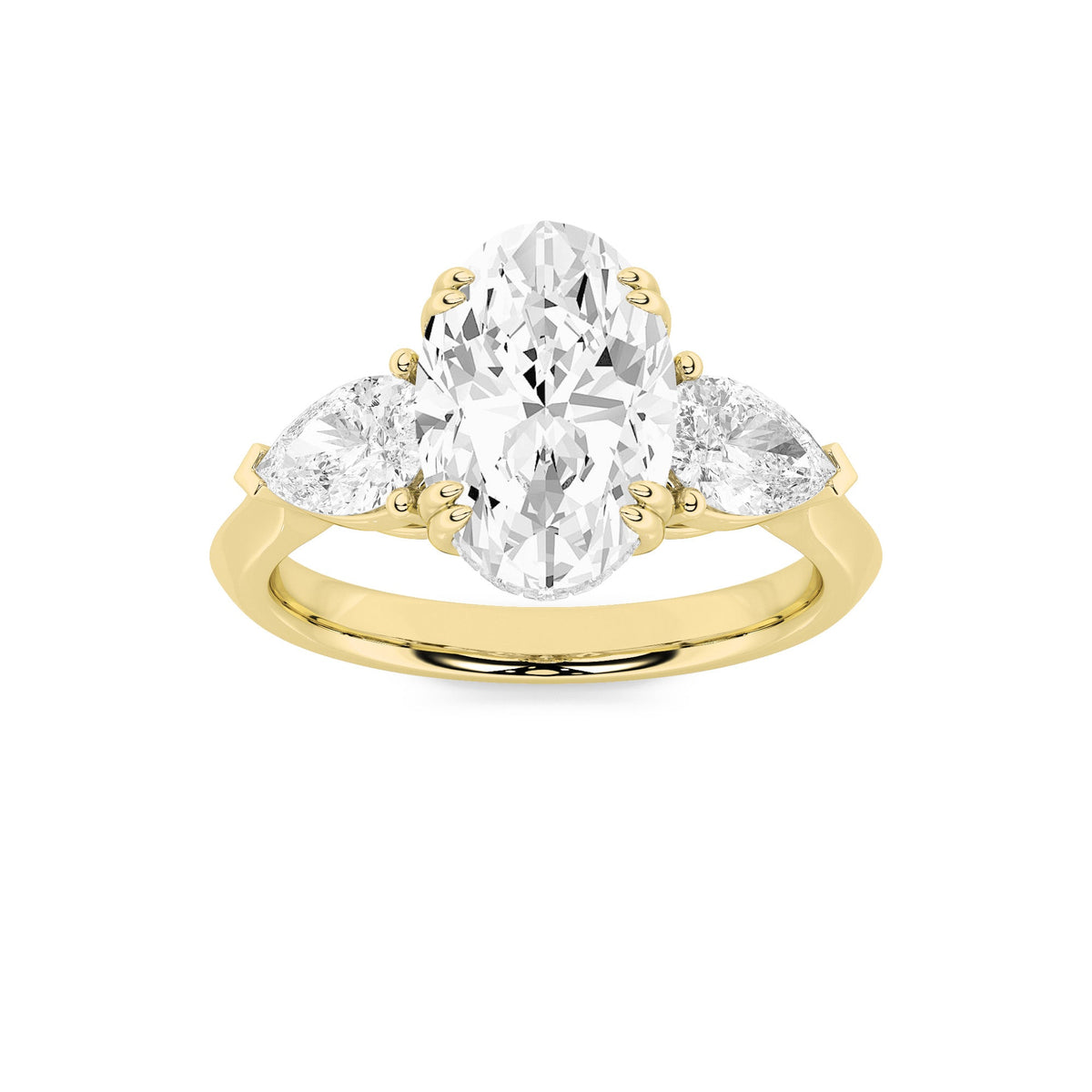 3CTW Oval Lab-Grown Diamond Prong Three Stone Hidden Halo Ring 25 Stones