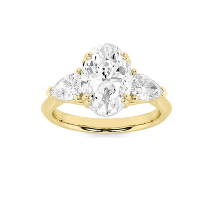 3CTW Oval Lab-Grown Diamond Prong Three Stone Hidden Halo Ring 25 Stones