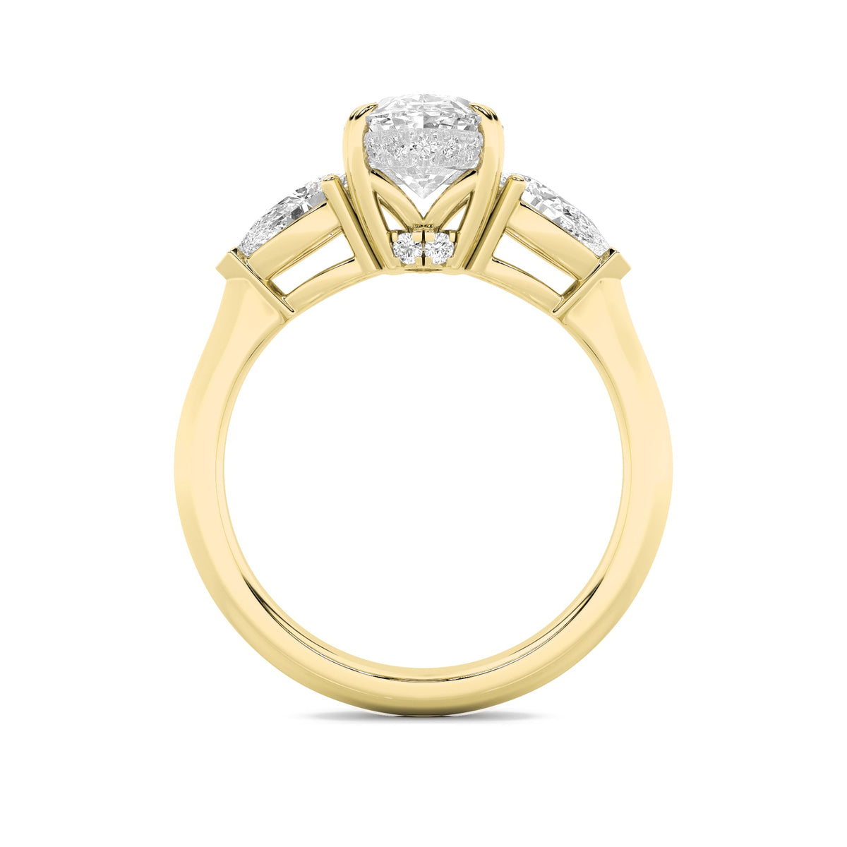 3CTW Oval Lab-Grown Diamond Prong Three Stone Hidden Halo Ring 25 Stones