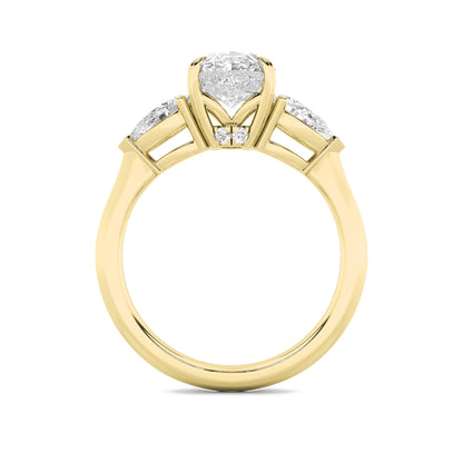 3CTW Oval Lab-Grown Diamond Prong Three Stone Hidden Halo Ring 25 Stones