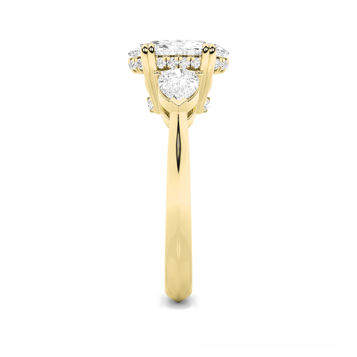 3CTW Oval Lab-Grown Diamond Prong Three Stone Hidden Halo Ring 25 Stones