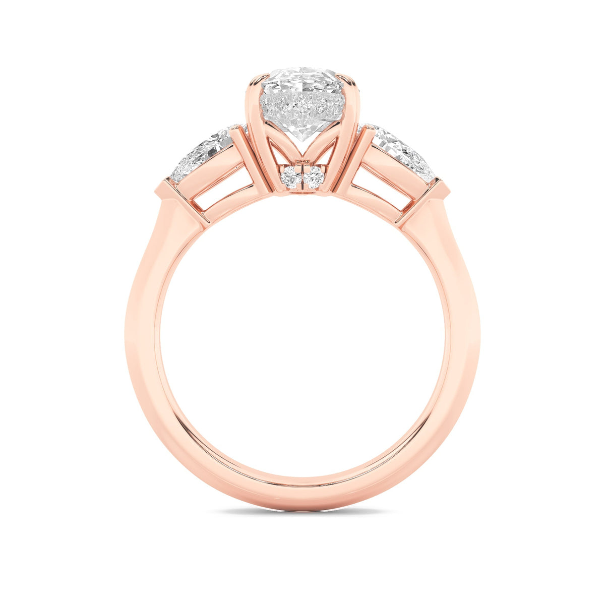 3CTW Oval Lab-Grown Diamond Prong Three Stone Hidden Halo Ring 25 Stones