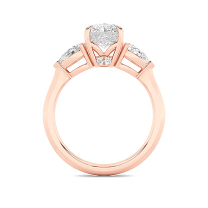 3CTW Oval Lab-Grown Diamond Prong Three Stone Hidden Halo Ring 25 Stones