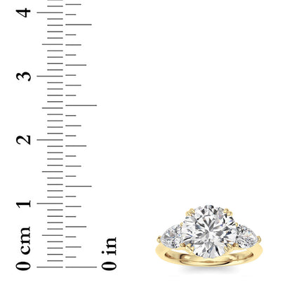 3CTW Round Lab-Grown Diamond Prong Three Stone Hidden Halo Ring 23 Stones