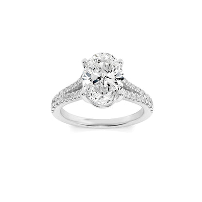 2CTW Oval Lab-Grown Diamond Prong Split Shank Trellis Engagement Ring 31 Stones