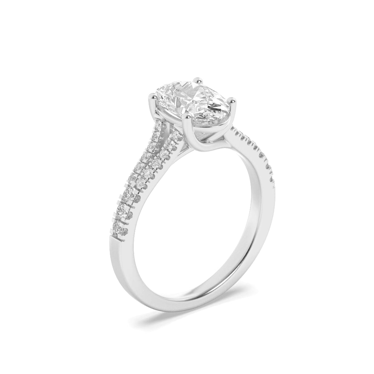 2CTW Oval Lab-Grown Diamond Prong Split Shank Trellis Engagement Ring 31 Stones