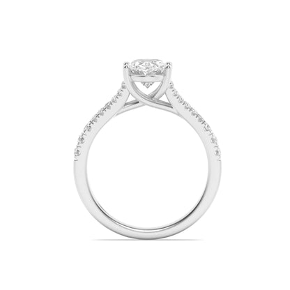 2CTW Oval Lab-Grown Diamond Prong Split Shank Trellis Engagement Ring 31 Stones