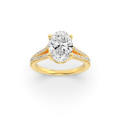 2CTW Oval Lab-Grown Diamond Prong Split Shank Trellis Engagement Ring 31 Stones