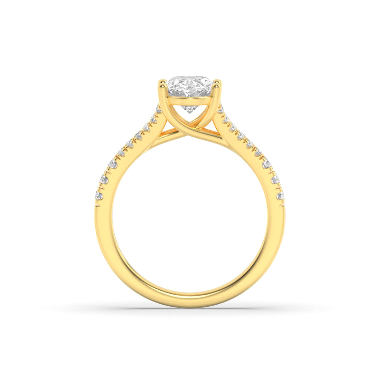 2CTW Oval Lab-Grown Diamond Prong Split Shank Trellis Engagement Ring 31 Stones