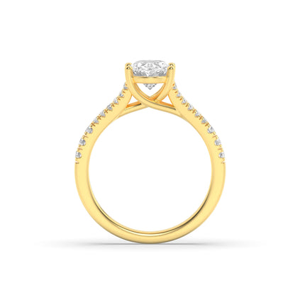 2CTW Oval Lab-Grown Diamond Prong Split Shank Trellis Engagement Ring 31 Stones