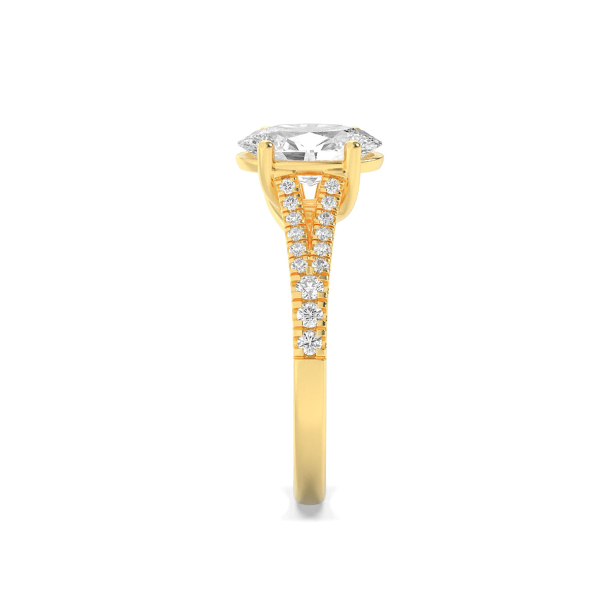 2CTW Oval Lab-Grown Diamond Prong Split Shank Trellis Engagement Ring 31 Stones