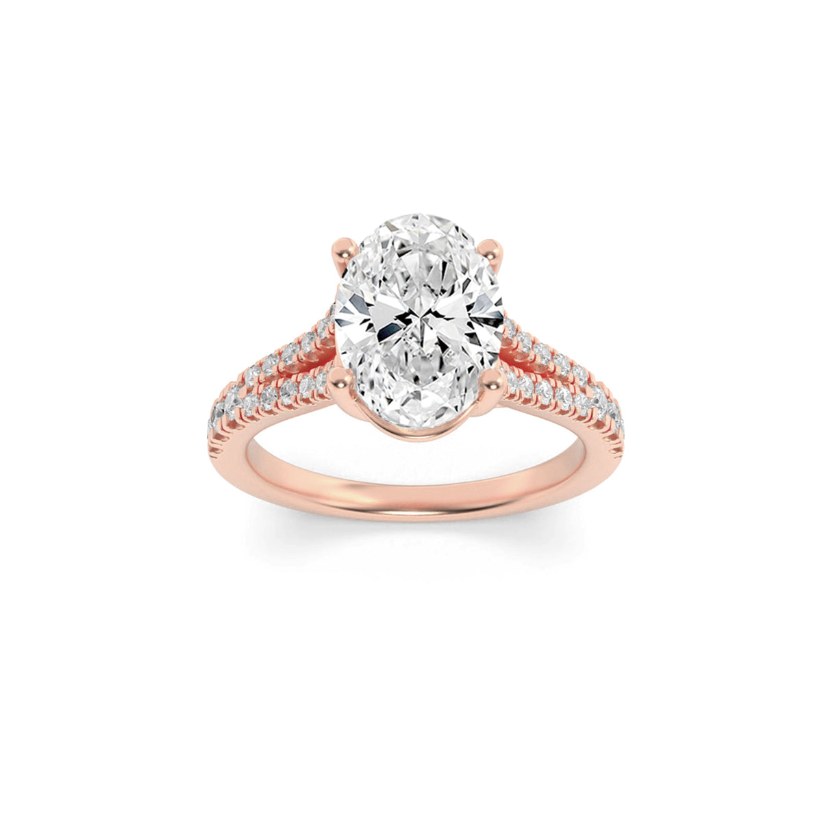 2CTW Oval Lab-Grown Diamond Prong Split Shank Trellis Engagement Ring 31 Stones