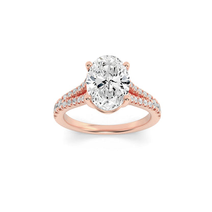 2CTW Oval Lab-Grown Diamond Prong Split Shank Trellis Engagement Ring 31 Stones