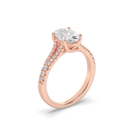2CTW Oval Lab-Grown Diamond Prong Split Shank Trellis Engagement Ring 31 Stones