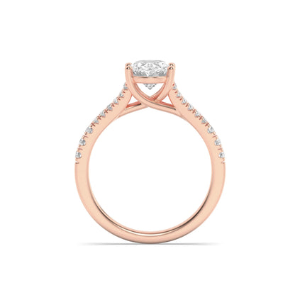 2CTW Oval Lab-Grown Diamond Prong Split Shank Trellis Engagement Ring 31 Stones
