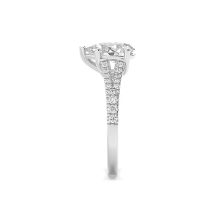 2CTW Pear Lab-Grown Diamond Prong Split Shank Trellis Engagement Ring 31 Stones