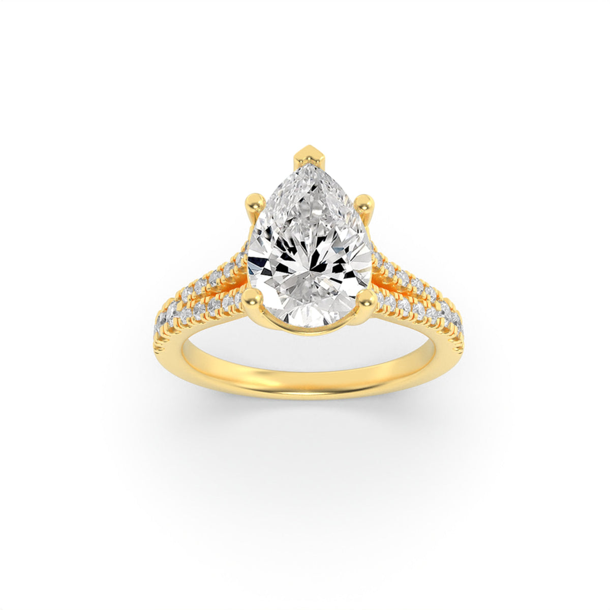 2CTW Pear Lab-Grown Diamond Prong Split Shank Trellis Engagement Ring 31 Stones