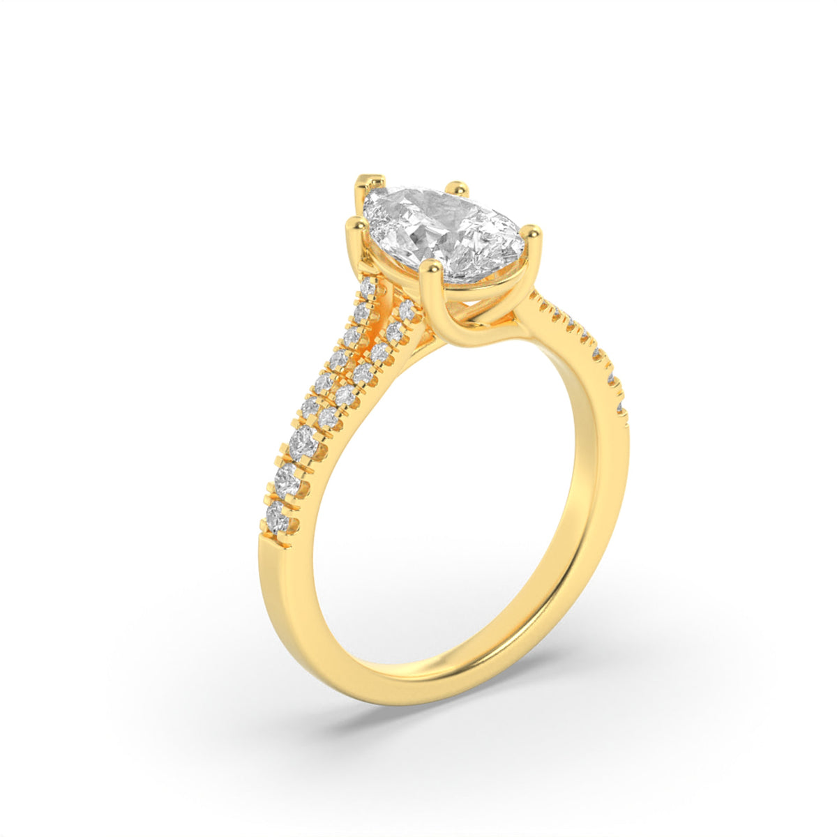 2CTW Pear Lab-Grown Diamond Prong Split Shank Trellis Engagement Ring 31 Stones