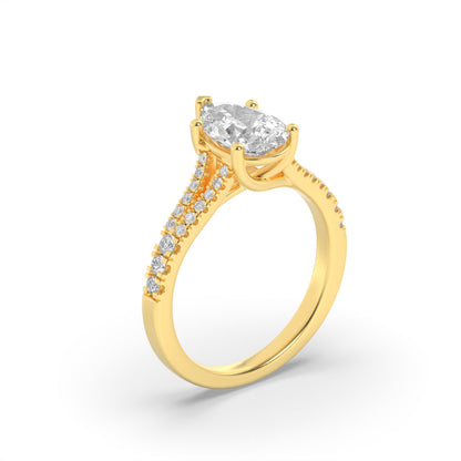 2CTW Pear Lab-Grown Diamond Prong Split Shank Trellis Engagement Ring 31 Stones