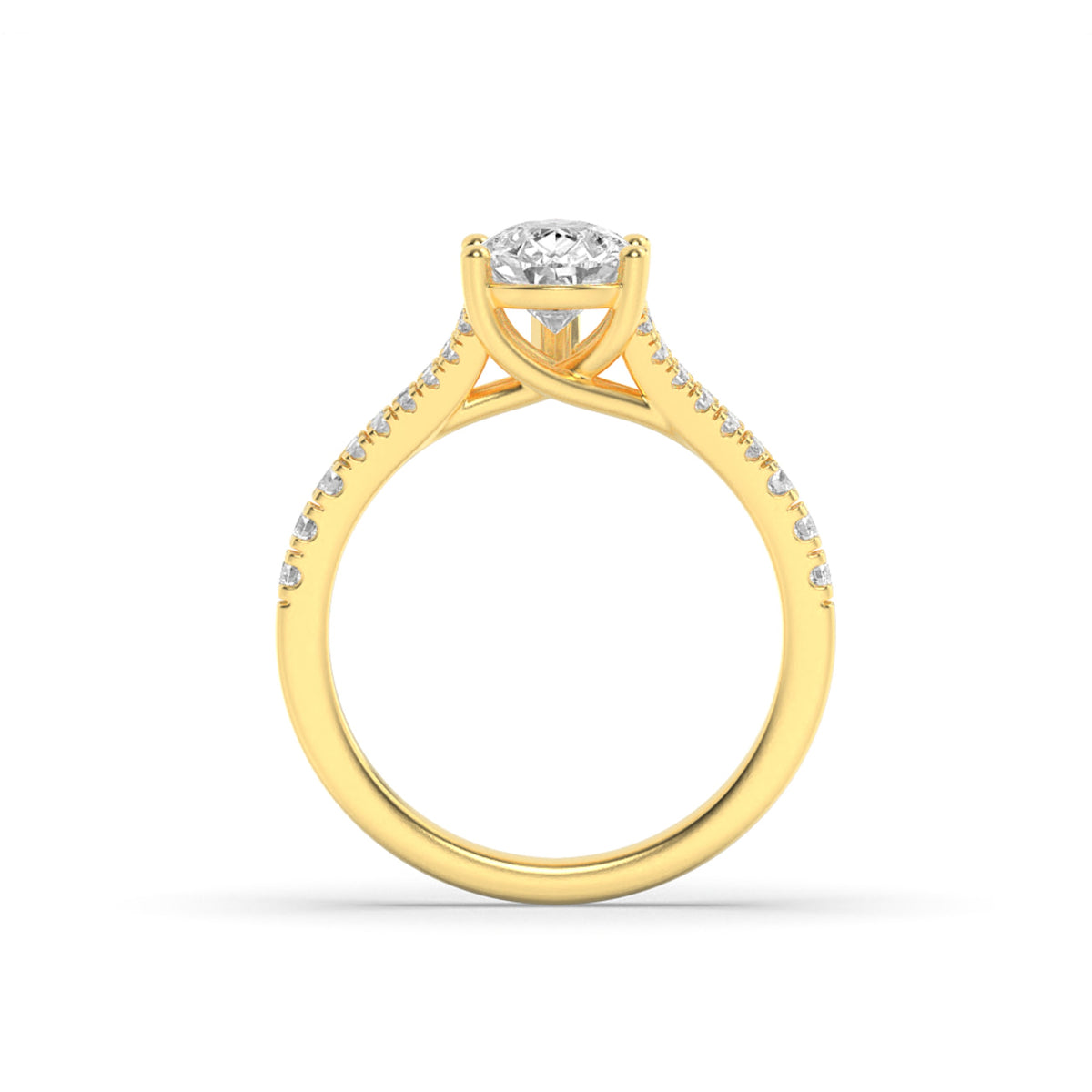 2CTW Pear Lab-Grown Diamond Prong Split Shank Trellis Engagement Ring 31 Stones