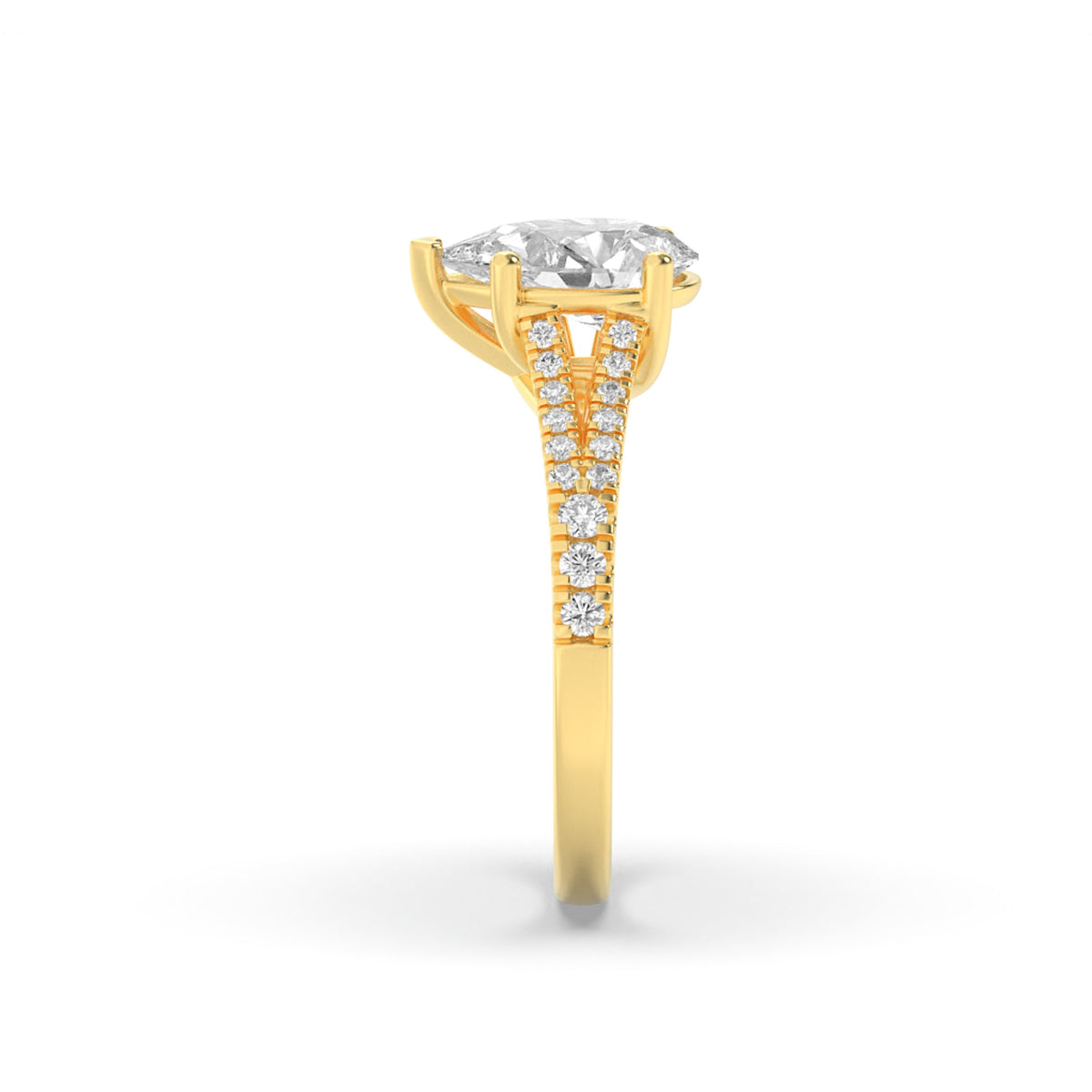 2CTW Pear Lab-Grown Diamond Prong Split Shank Trellis Engagement Ring 31 Stones