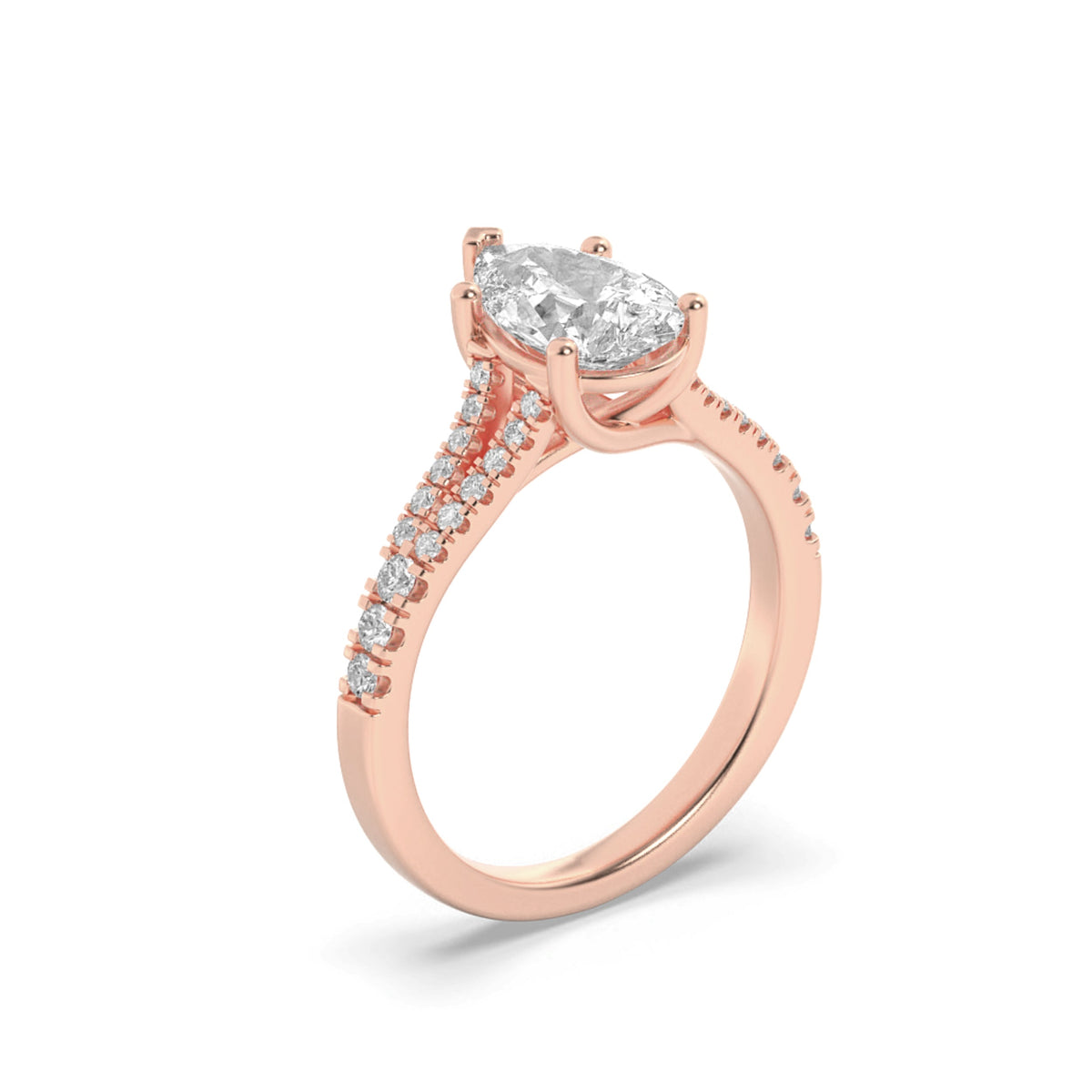 2CTW Pear Lab-Grown Diamond Prong Split Shank Trellis Engagement Ring 31 Stones