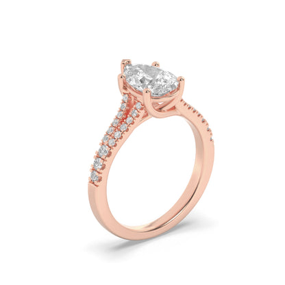 2CTW Pear Lab-Grown Diamond Prong Split Shank Trellis Engagement Ring 31 Stones