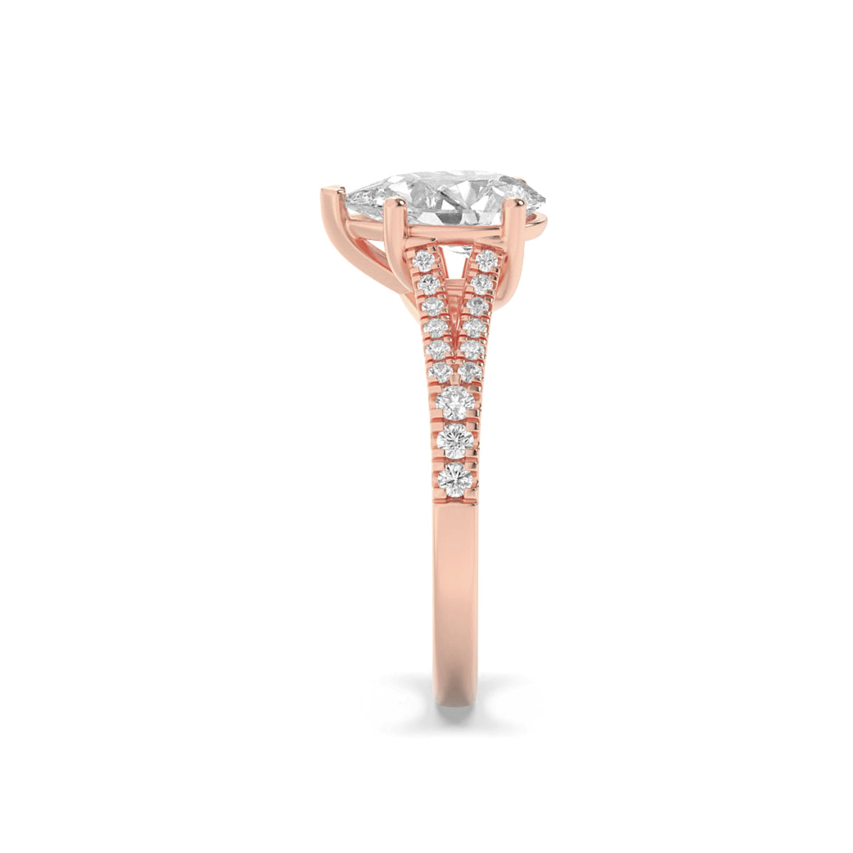 2CTW Pear Lab-Grown Diamond Prong Split Shank Trellis Engagement Ring 31 Stones