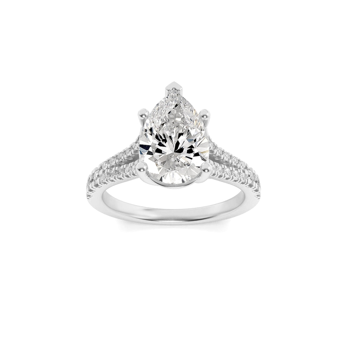 3CTW Pear Lab-Grown Diamond Prong Ring 25 Stones