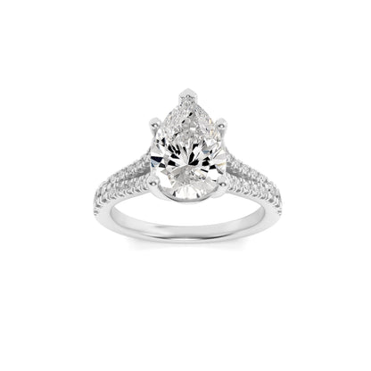 3CTW Pear Lab-Grown Diamond Prong Ring 25 Stones