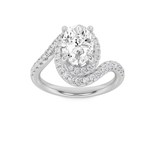 2CTW Oval Lab-Grown Diamond Prong Swirl Accented Engagement Ring 47 Stones