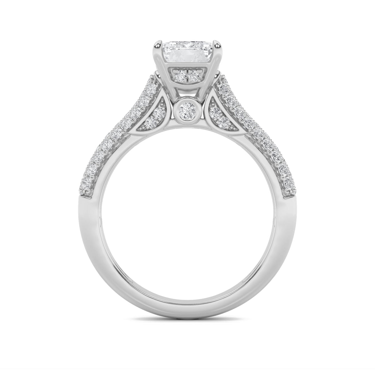 2.5CTW Emerald Lab-Grown Diamond Prong Hidden Halo Accented Engagement Ring 71 Stones