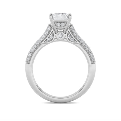 2.5CTW Emerald Lab-Grown Diamond Prong Hidden Halo Accented Engagement Ring 71 Stones